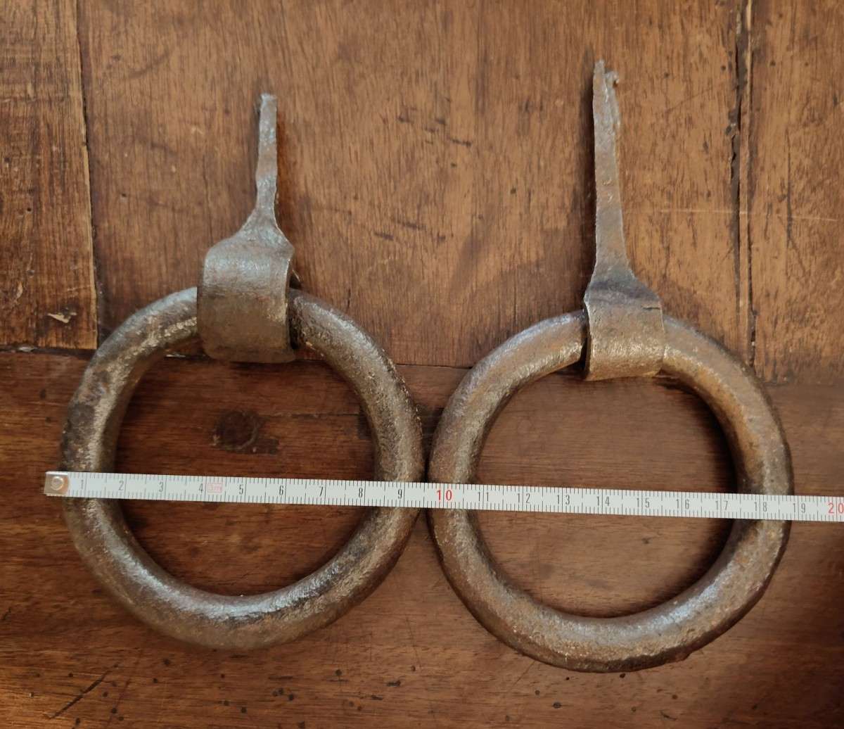 Coppia di anelli in ferro forgiato XVIII secolo -photo-3