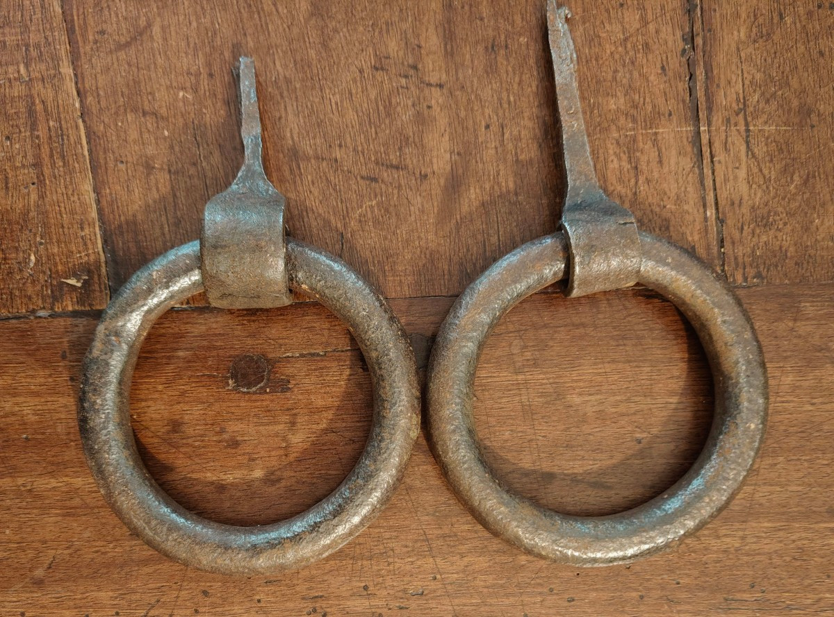 Coppia di anelli in ferro forgiato XVIII secolo -photo-4