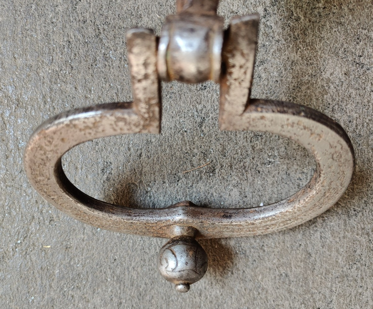 Bel battiporta in ferro forgiato ed inciso Italia inizo XVII secolo-photo-4