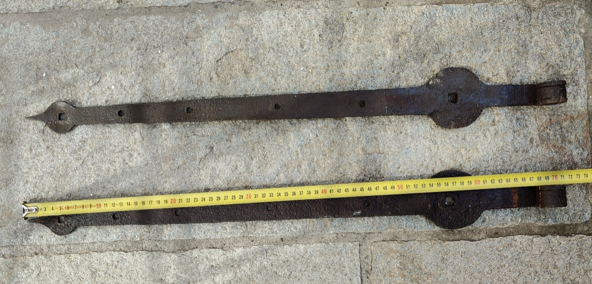 Coppia di cerniere di porta XVII secolo lunghezza 70 cm-photo-2