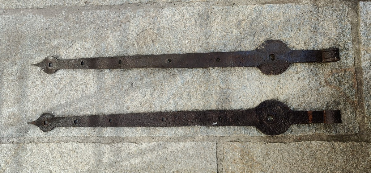 Coppia di cerniere di porta XVII secolo lunghezza 70 cm-photo-3