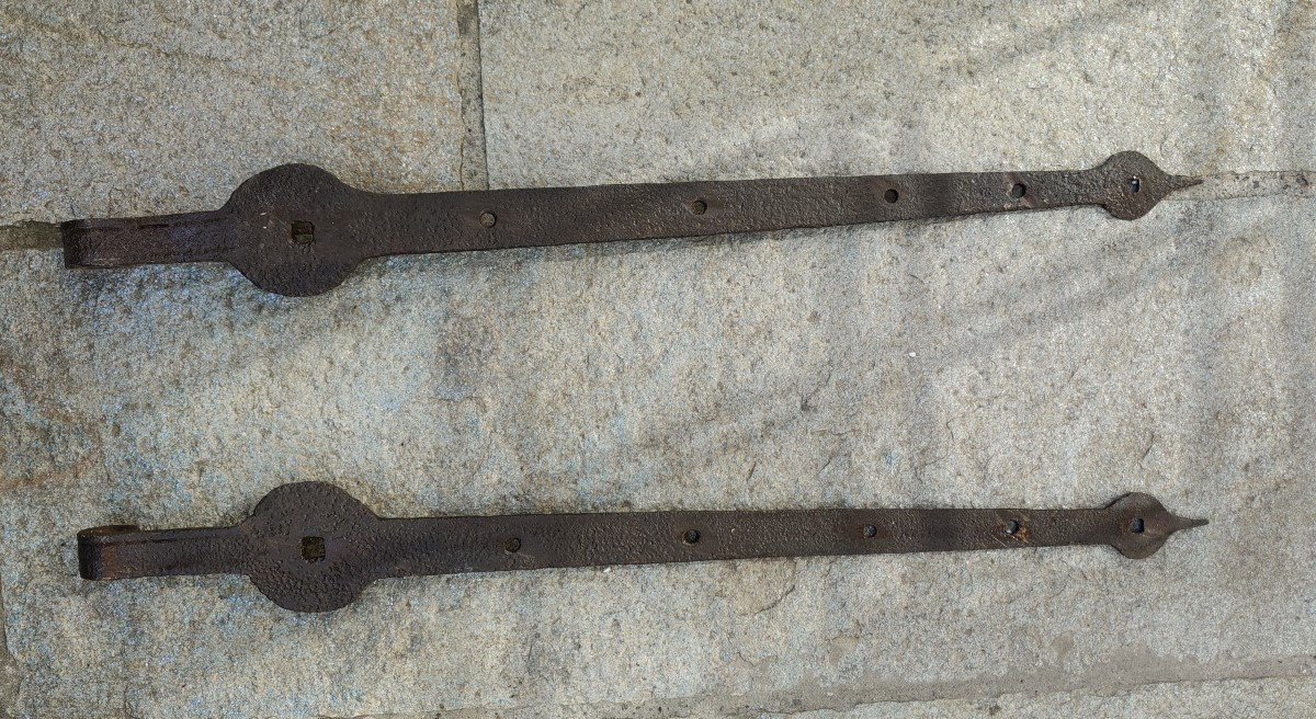 Coppia di cerniere di porta XVII secolo lunghezza 70 cm-photo-4