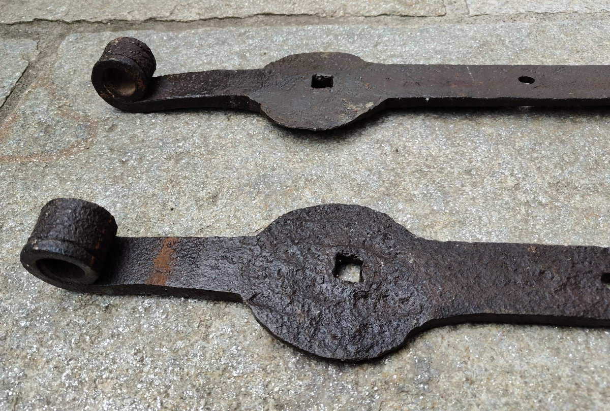 Coppia di cerniere di porta XVII secolo lunghezza 70 cm-photo-2
