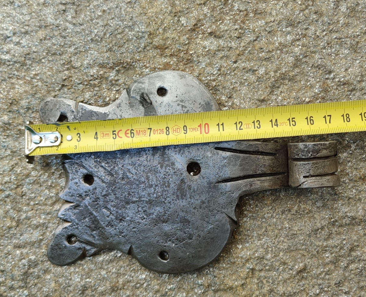 Coppia di cerniere di porta in ferro forgiato inizio XVIII secolo-photo-1