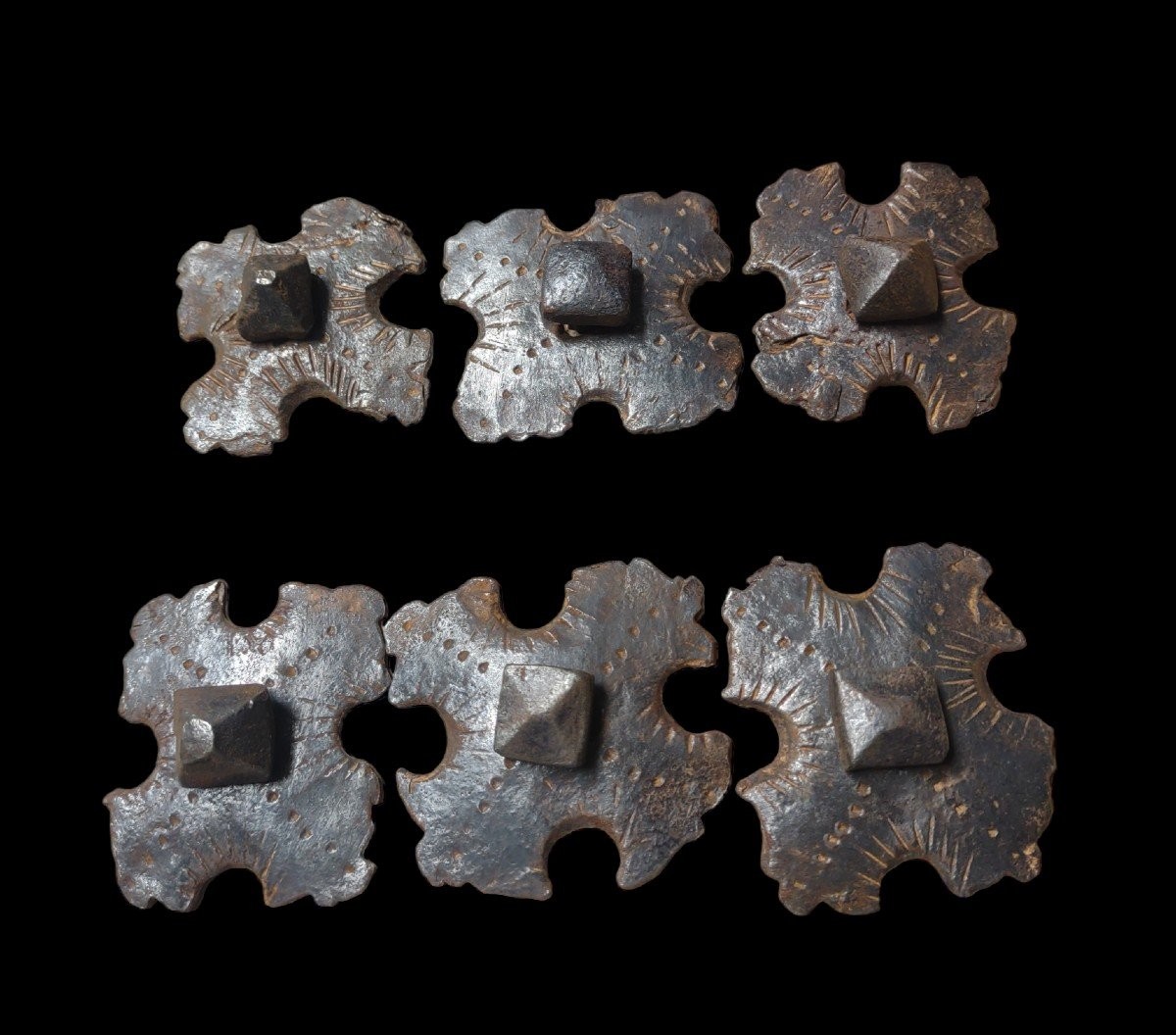 6 chiodi in ferro forgiato ed inciso XVII-XVIII secolo-photo-4