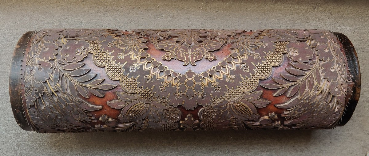 Splendido rullo per decoro carta da parati o tappezzeria fine XIX secolo-photo-2