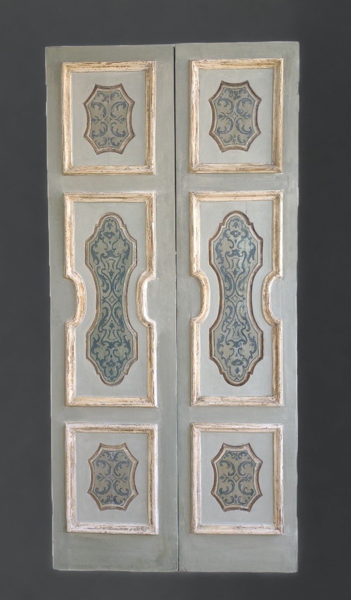 Bella porta veneziana dipinta su entrambi i lati inizio XVIII secolo-photo-3