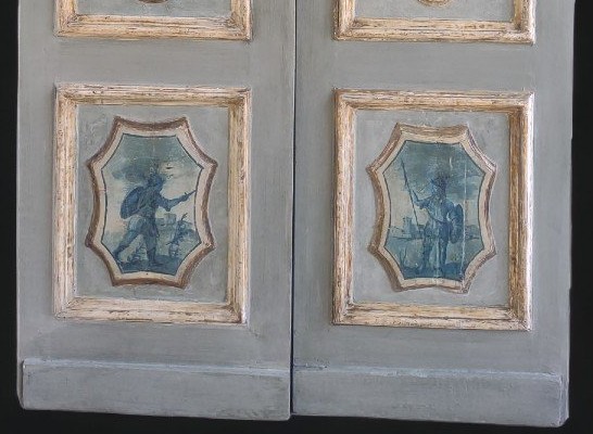 Bella porta veneziana dipinta su entrambi i lati inizio XVIII secolo-photo-2