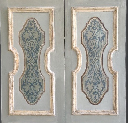 Bella porta veneziana dipinta su entrambi i lati inizio XVIII secolo-photo-3