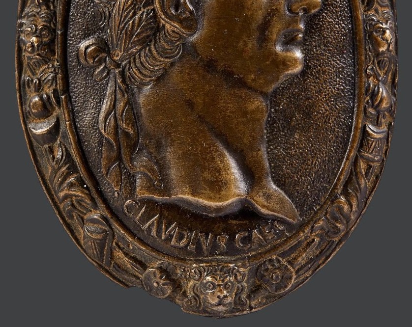 Placchetta in bronzo rappresentante il profilo di Claudio Venezia inizio XVII secolo-photo-3