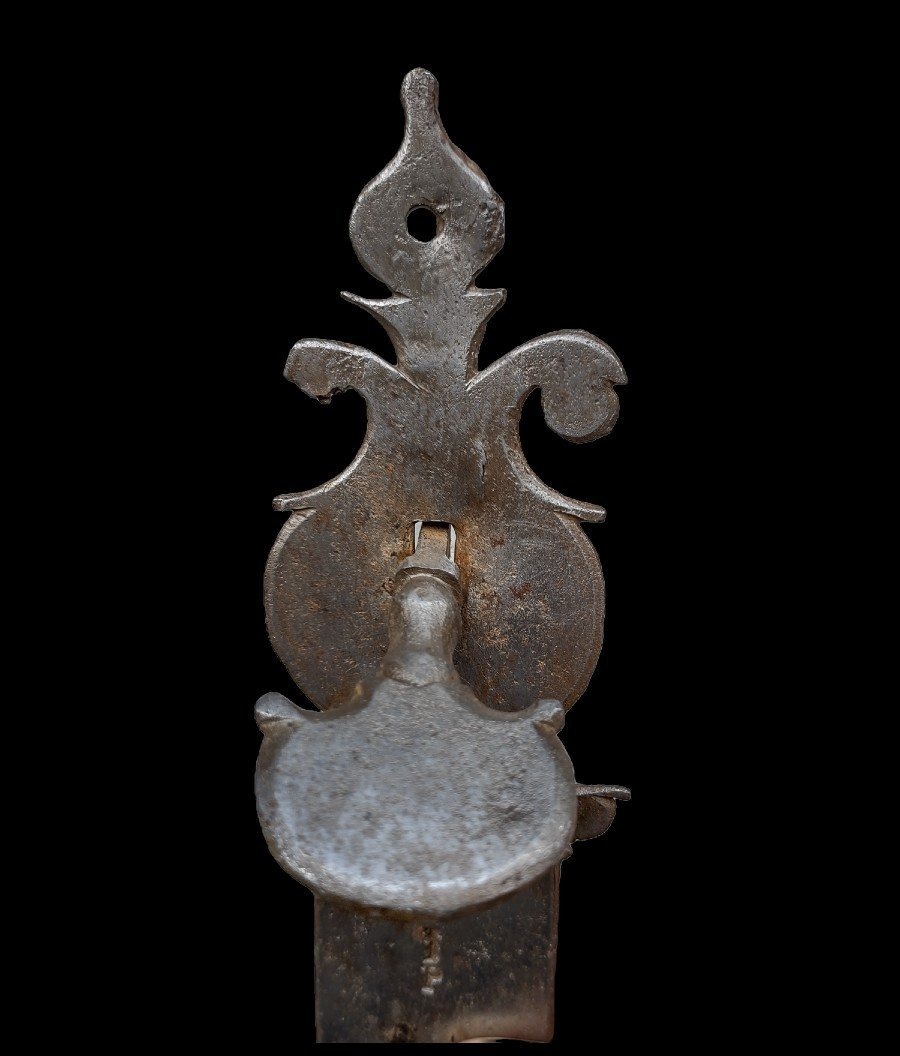 Maniglia con predisposizione per chiavistello in ferro forgiato XVII-XVIII secolo-photo-3