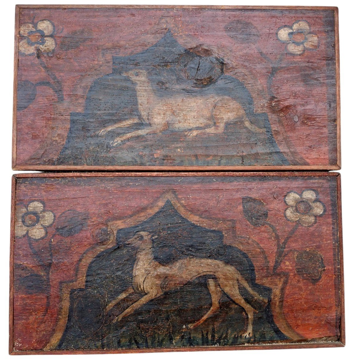 Coppia di predelle lombarde dipinte epoca rinascimentale