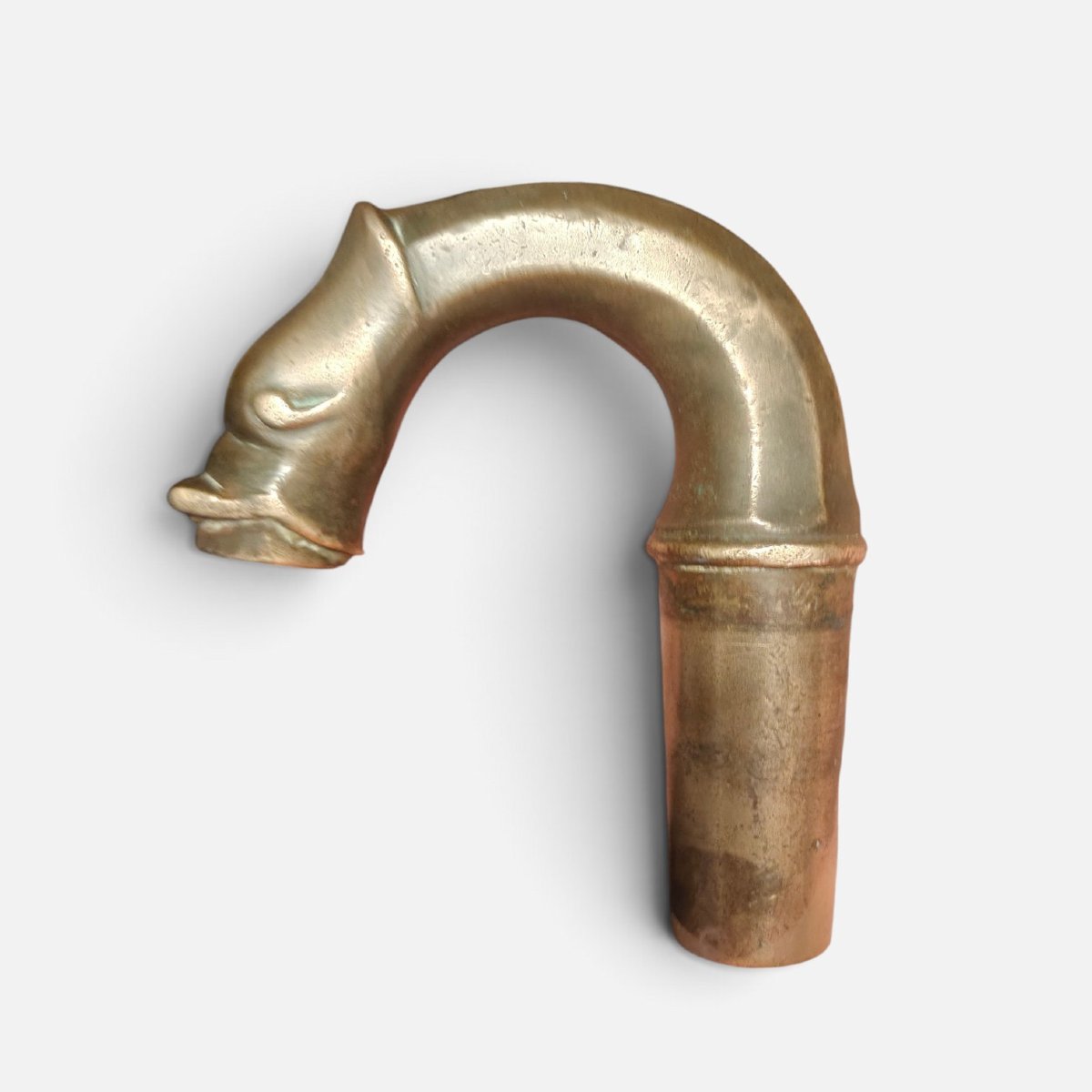 Piccola bocca di fontana o lavabo zoomorfa  in bronzo XVIII secolo-photo-3