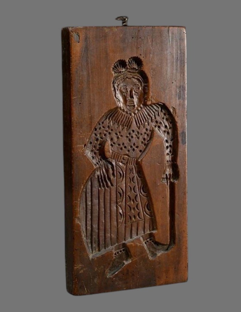 Stampo per dolci in legno scolpito su entrambi i lati datato 1860-photo-2