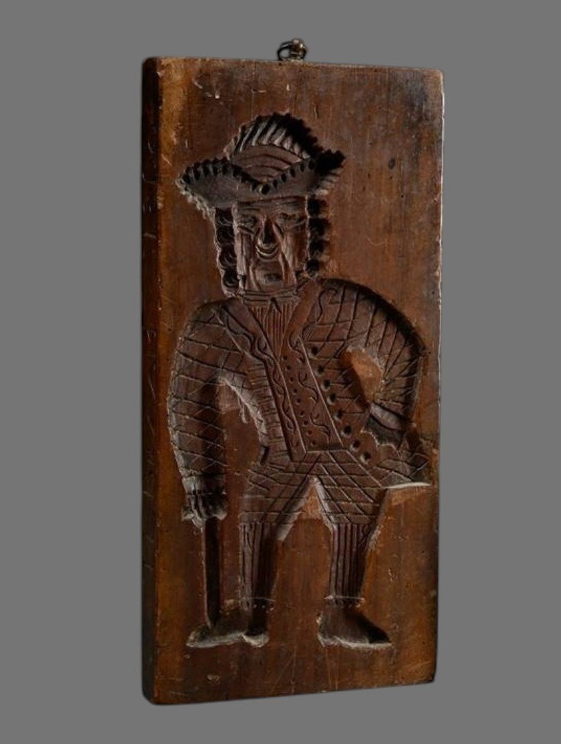 Stampo per dolci in legno scolpito su entrambi i lati datato 1860