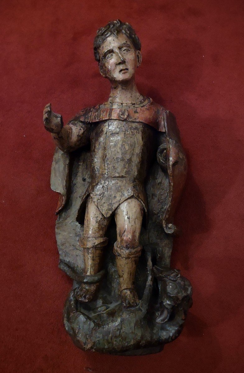 San Giorgio uccide il drago scultura in legno policroma XV secolo-photo-2