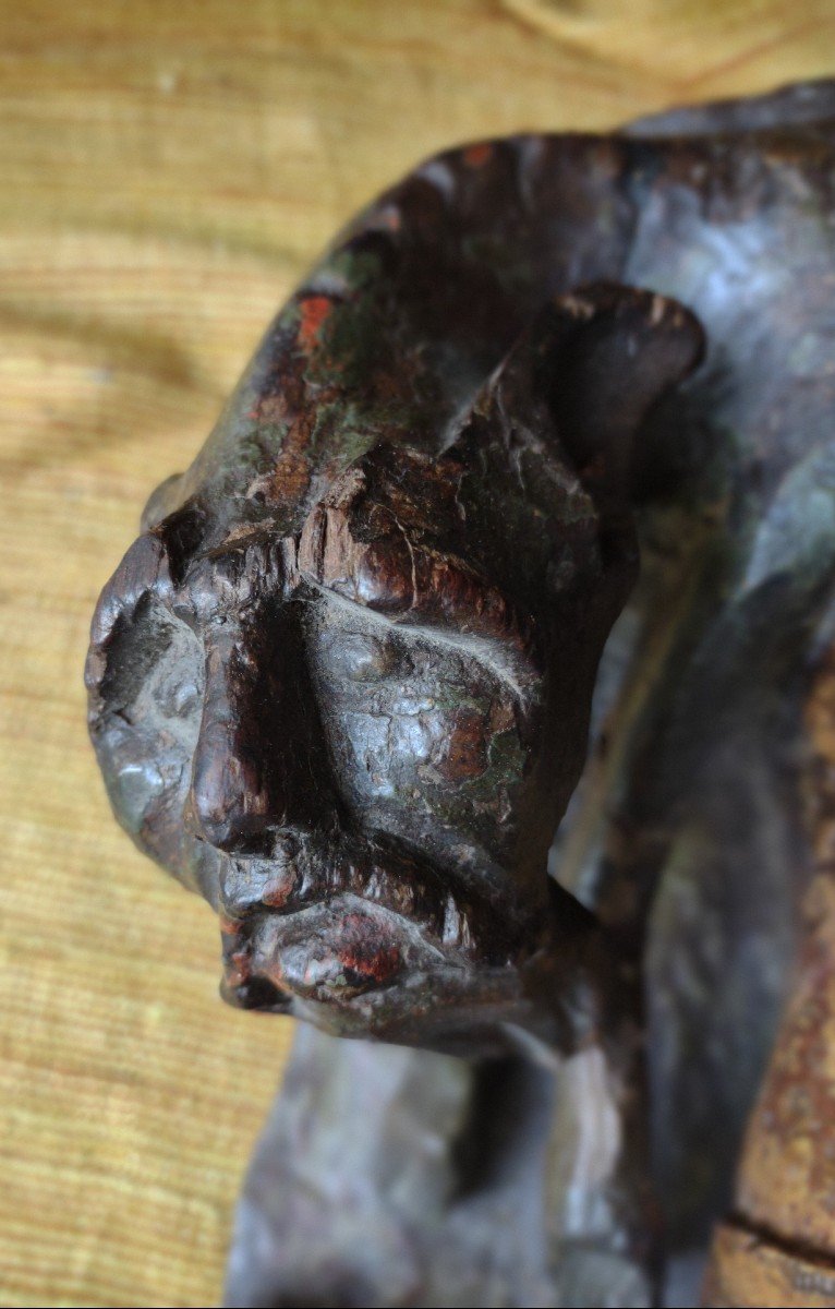 San Giorgio uccide il drago scultura in legno policroma XV secolo-photo-4