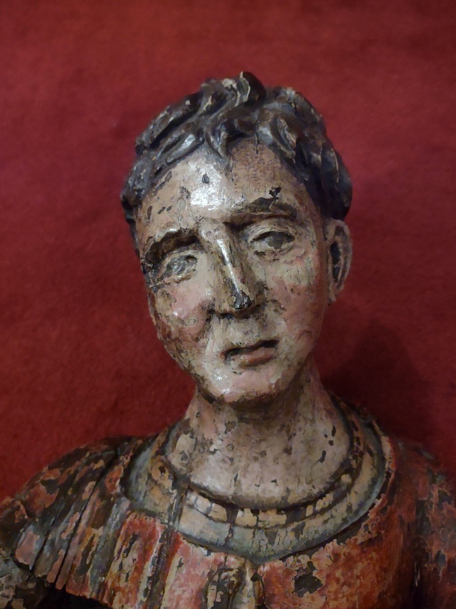 San Giorgio uccide il drago scultura in legno policroma XV secolo-photo-4