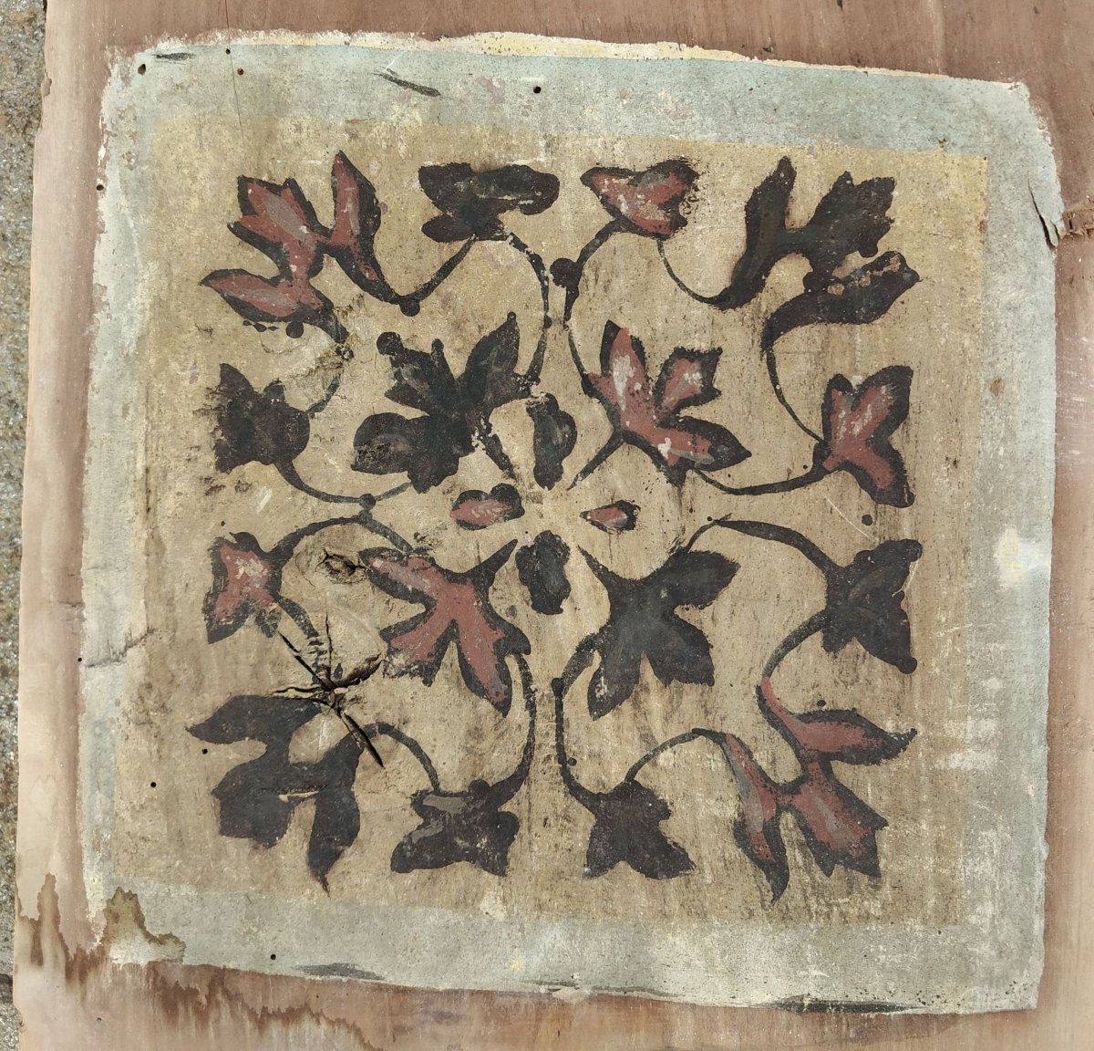 Frammento dipinto a tempera di soffitto cremonese tardo-gotico-photo-3