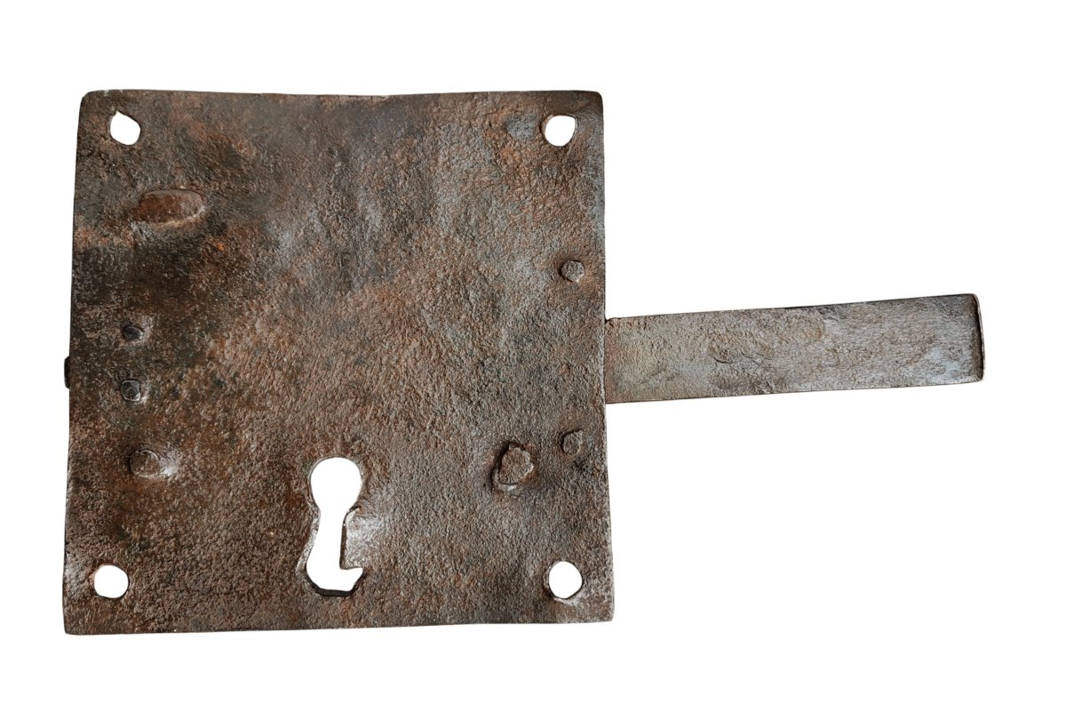 Serratura di porta in ferro forgiato inizio XVIII secolo-photo-4