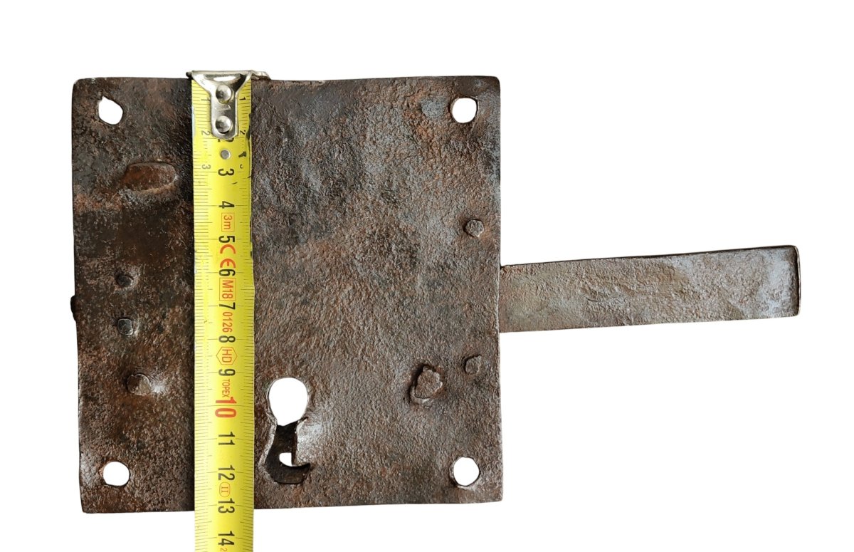 Serratura di porta in ferro forgiato inizio XVIII secolo-photo-1