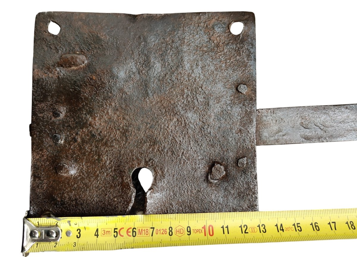 Serratura di porta in ferro forgiato inizio XVIII secolo-photo-2