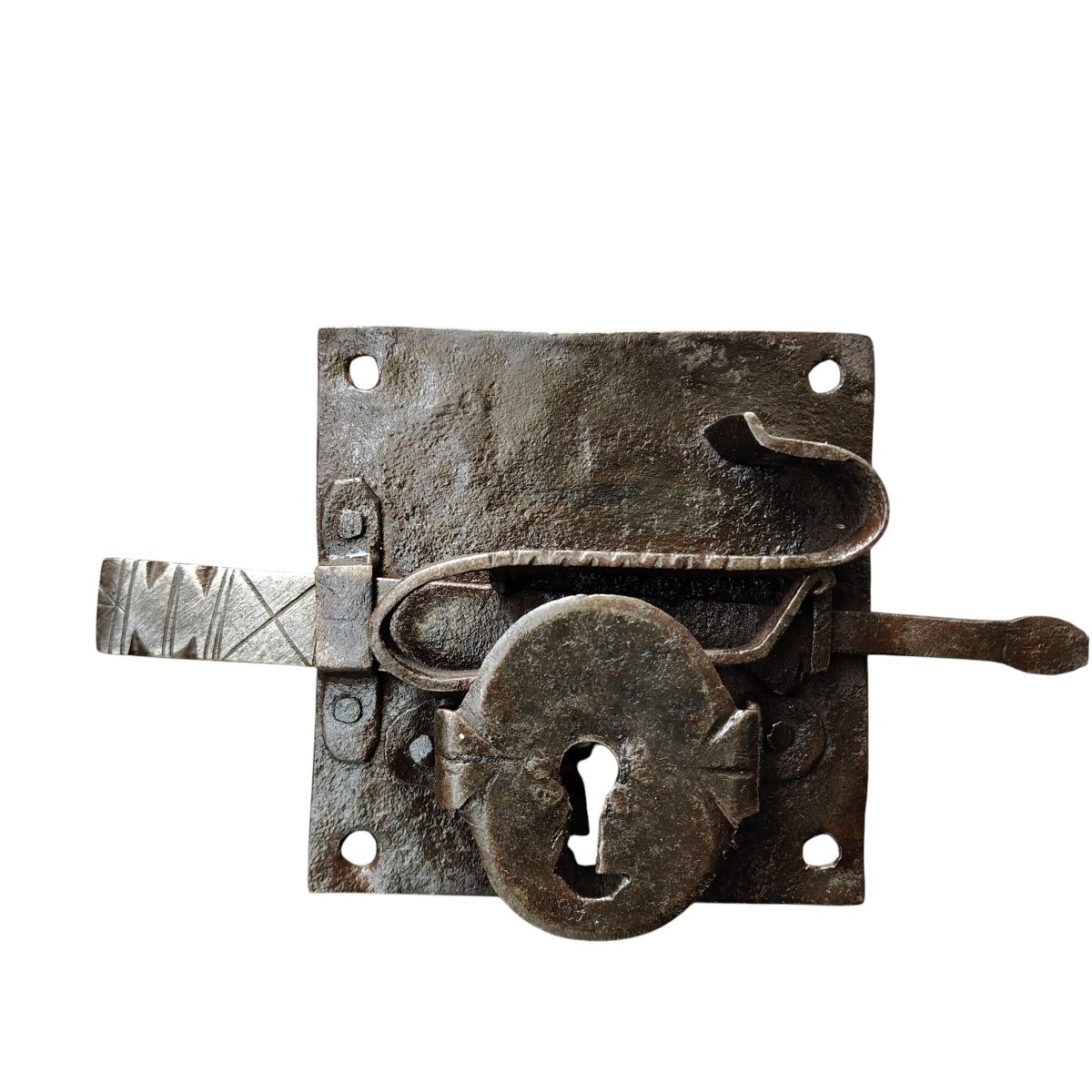 Serratura di porta in ferro forgiato inizio XVIII secolo