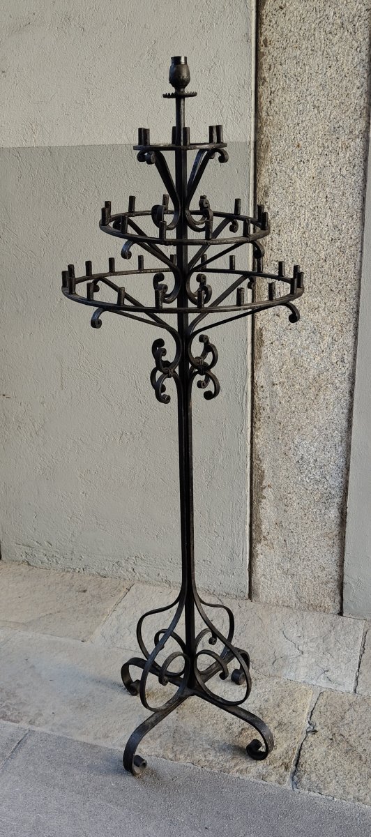 Grande porta candele in ferro inizio XX secolo-photo-3