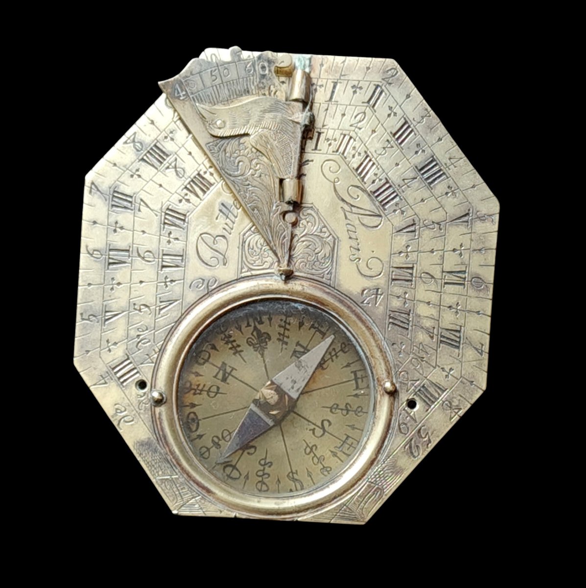 Orologio solare tascabile Butterfiel à Paris  1700 circa-photo-2