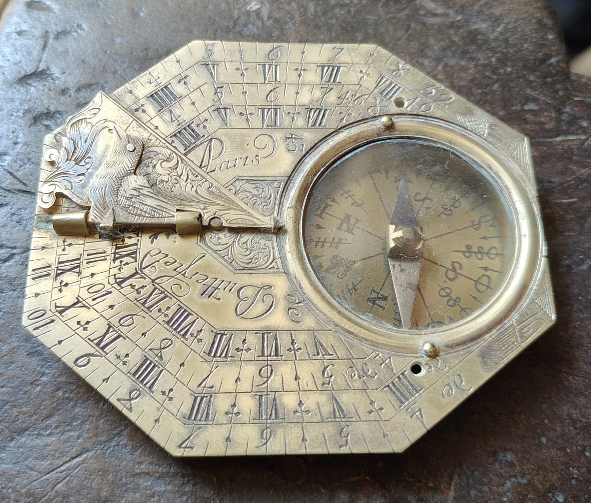 Orologio solare tascabile Butterfiel à Paris  1700 circa-photo-6