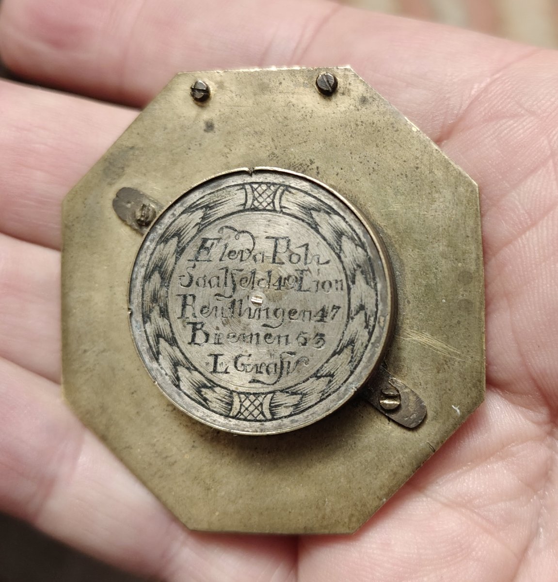 Orologio solare in lattone inciso L. Grassl 1740-80-photo-4