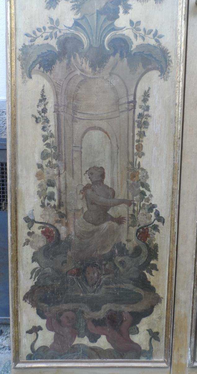 4 Portes Peintes Avec Paysages Et Figures, Italie XVIII Siècle-photo-4