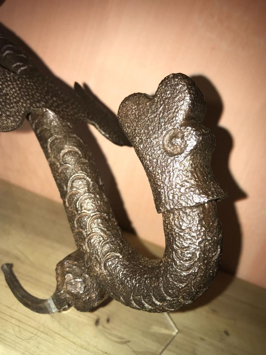Heurtoir De Porte En Fer Forgé XV-xvie Siècle-photo-1