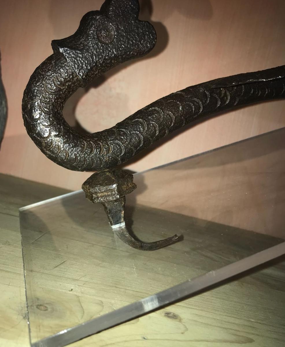 Heurtoir De Porte En Fer Forgé XV-xvie Siècle-photo-2