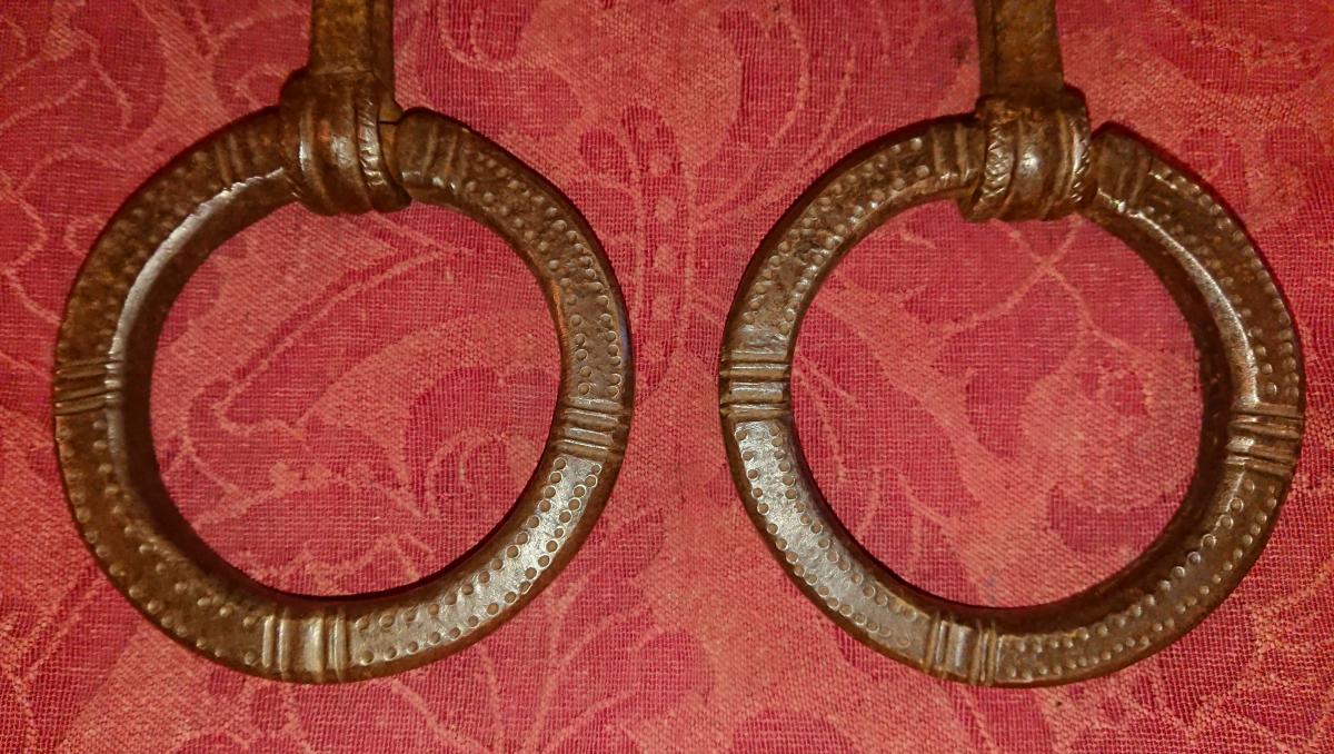 Paire De Heurtoirs En Fer Forgé XVIe Siècle-photo-2
