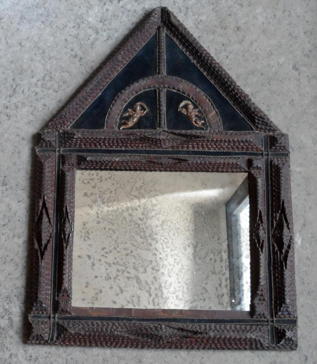 Miroir En Bois Sculpté Début XIXe Siècle-photo-4