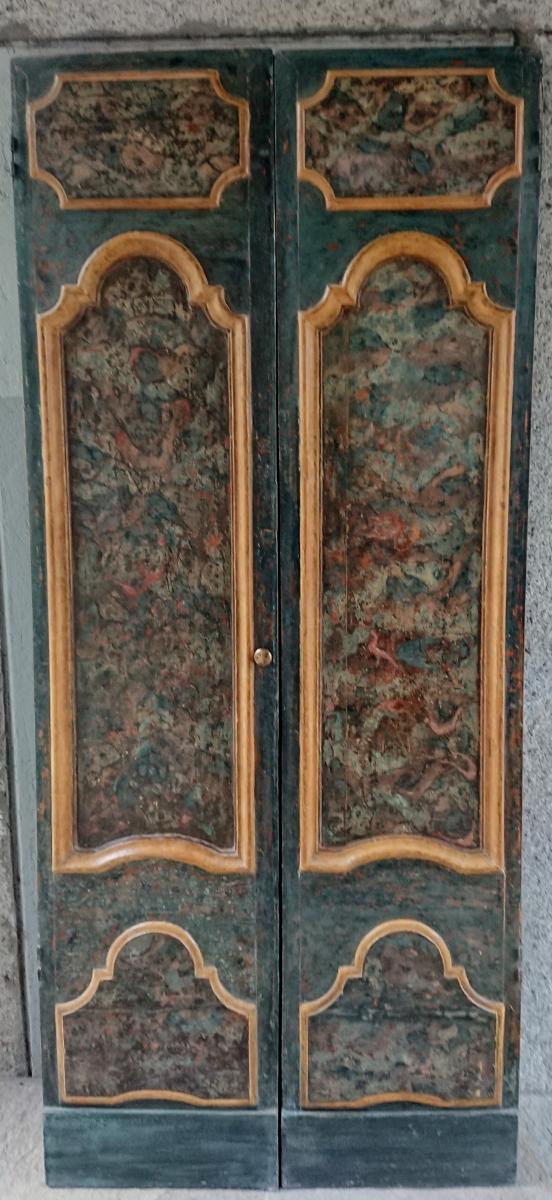 Porte Avec Son Cadre Ou Placard Peint à Tempera, Italie XVIIe Siècle