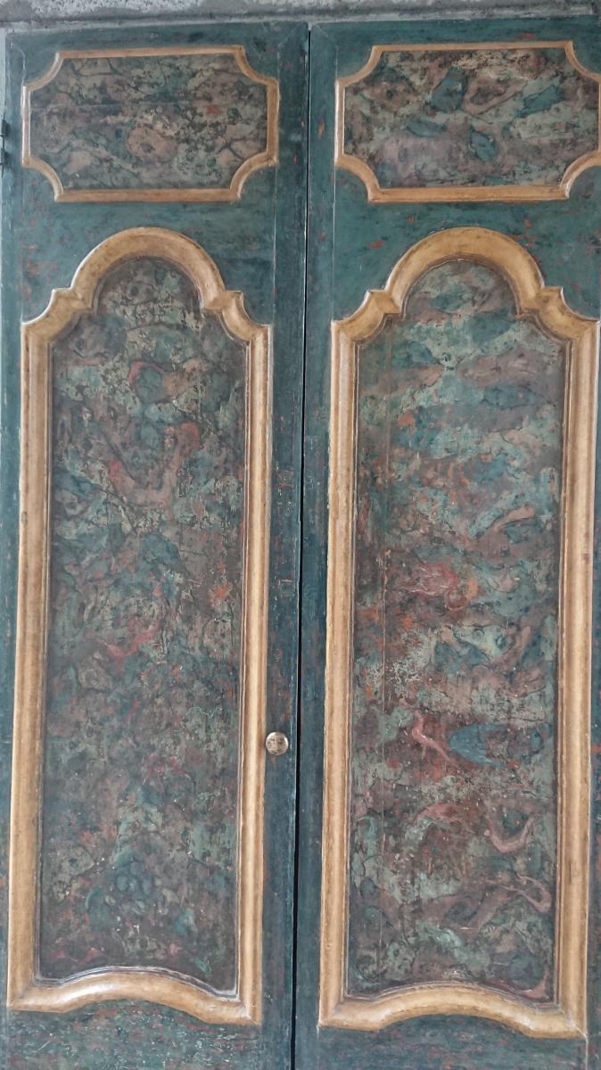 Porte Avec Son Cadre Ou Placard Peint à Tempera, Italie XVIIe Siècle-photo-4