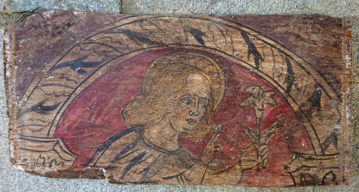 Coppia di predelle in legno dipinte a tempera raffiguranti l'Annunciazione-photo-3
