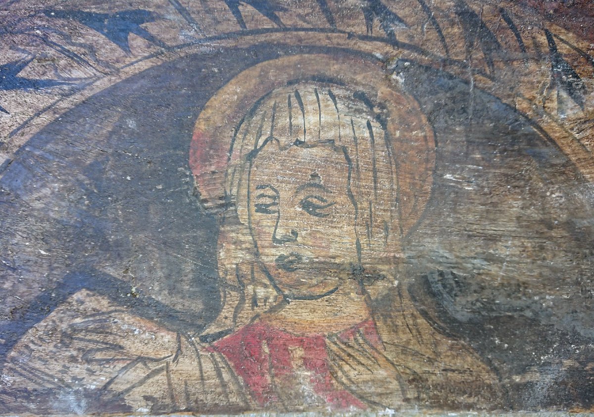 Coppia di predelle in legno dipinte a tempera raffiguranti l'Annunciazione-photo-1