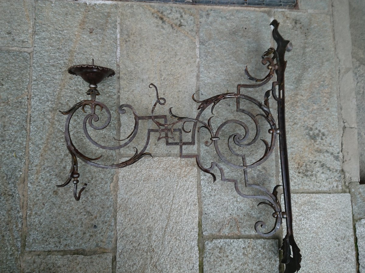 Paire De Bras De Lumière En Fer Forgé -photo-3