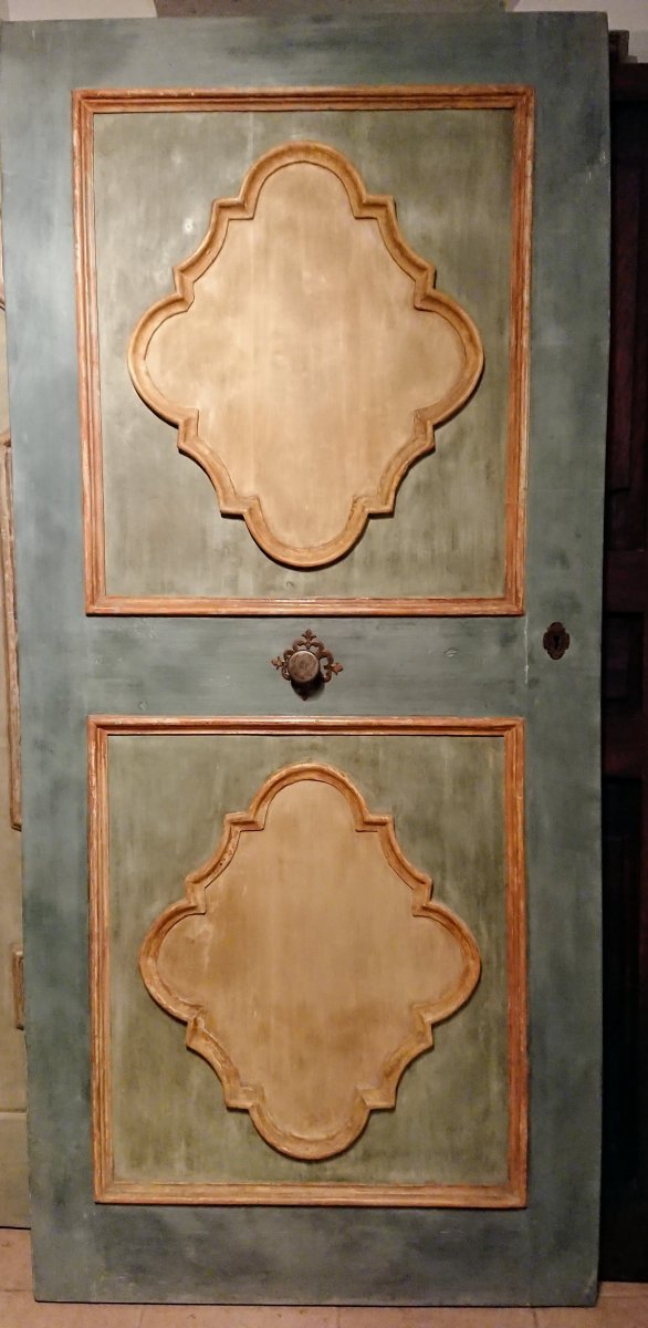 Porte Baroque Peinte à Tempera Italie XVIIe Siècle 