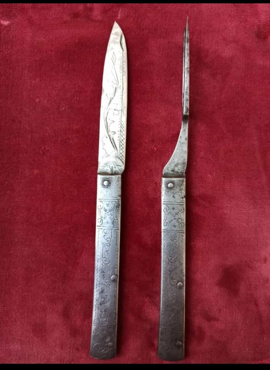 Set De Couteau Et Forchette En Fer Et Argent-photo-3