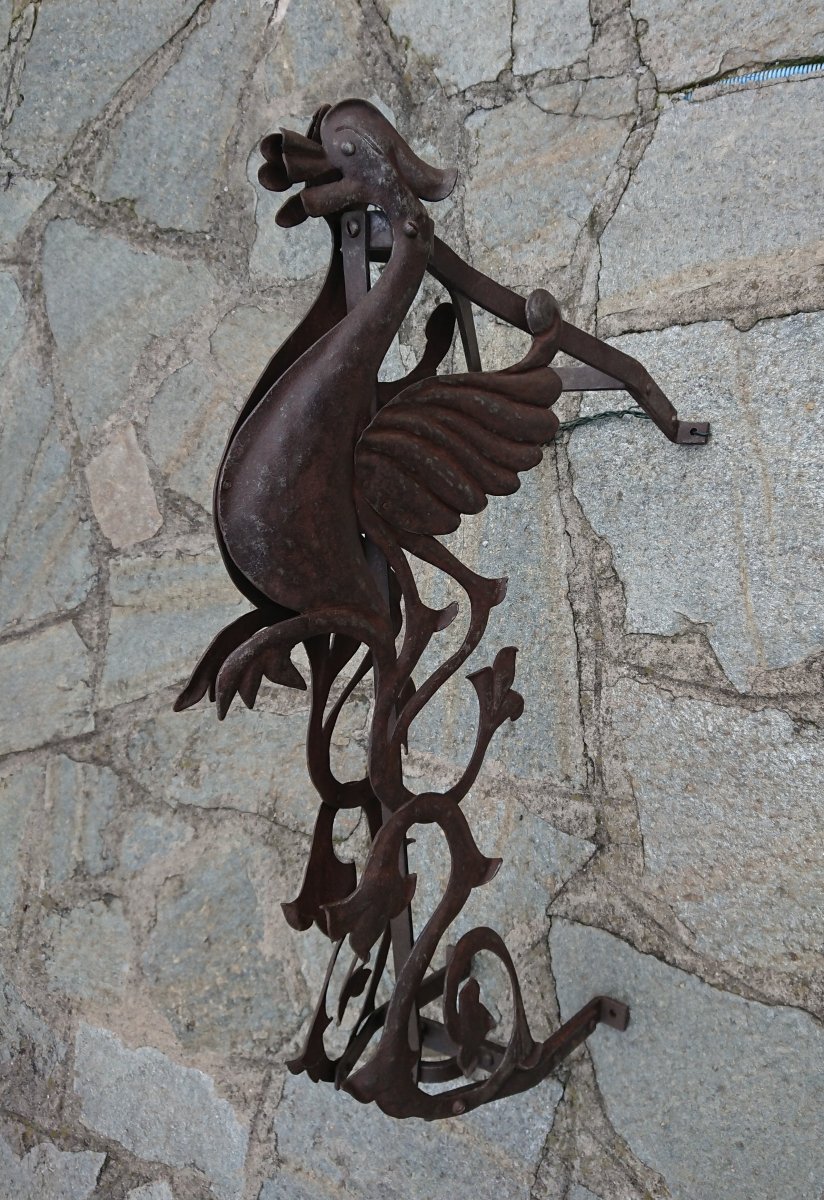 Porte Drapeau Zoomorphe En Fer Forgé 