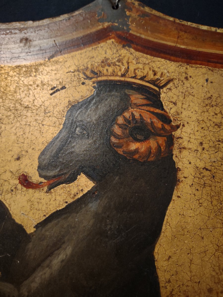 Noble Blason Peint Sur Tôle Allemagne XVIIe Siècle-photo-2