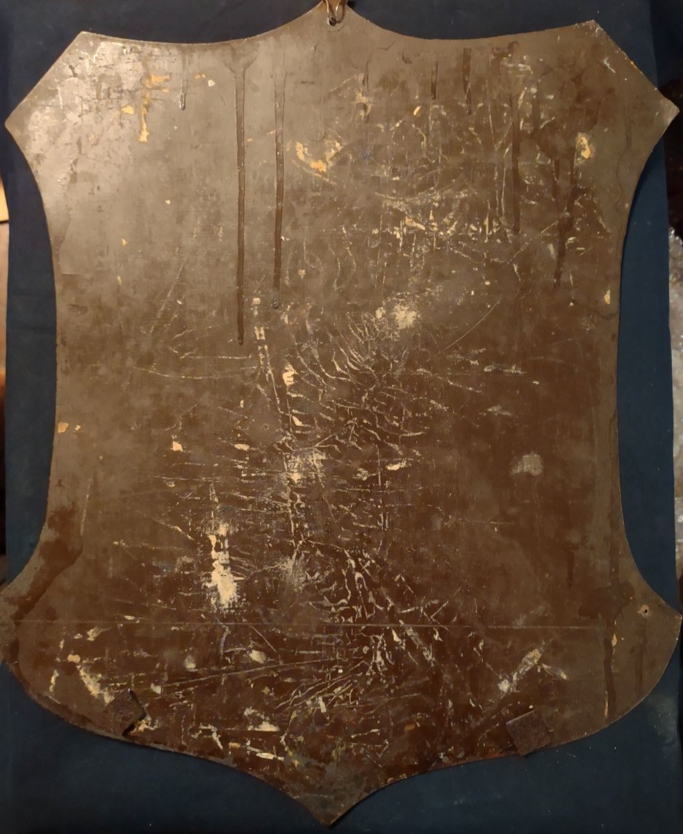 Noble Blason Peint Sur Tôle Allemagne XVIIe Siècle-photo-1