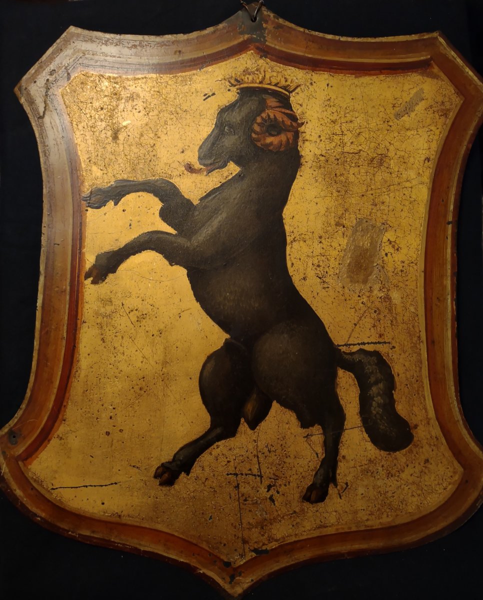 Noble Blason Peint Sur Tôle Allemagne XVIIe Siècle