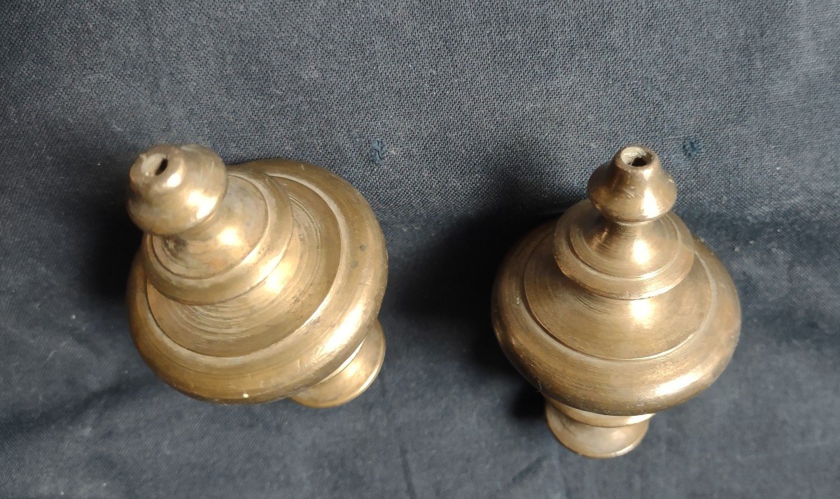 Paire De Boutons En Bronze Doré XVIIIe Siècle-photo-3