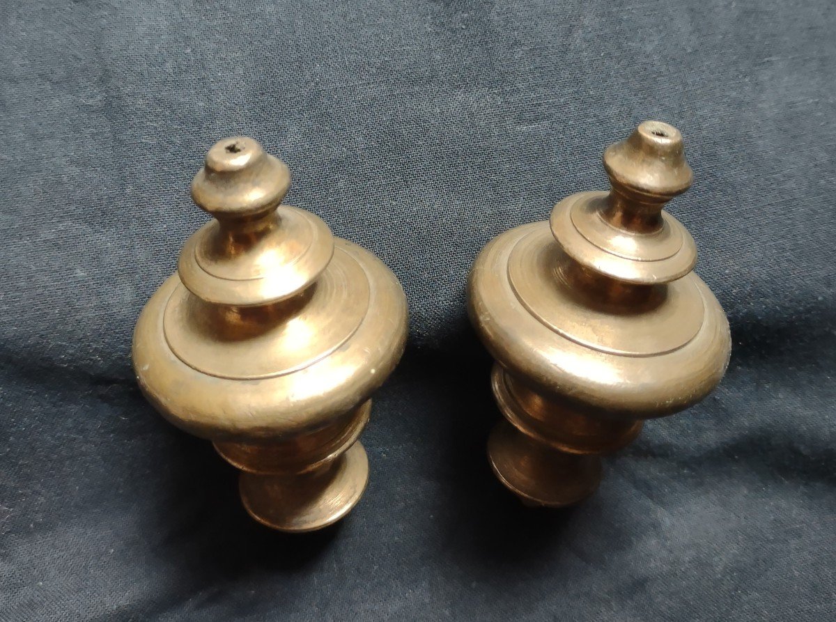 Paire De Boutons En Bronze Doré XVIIIe Siècle-photo-4