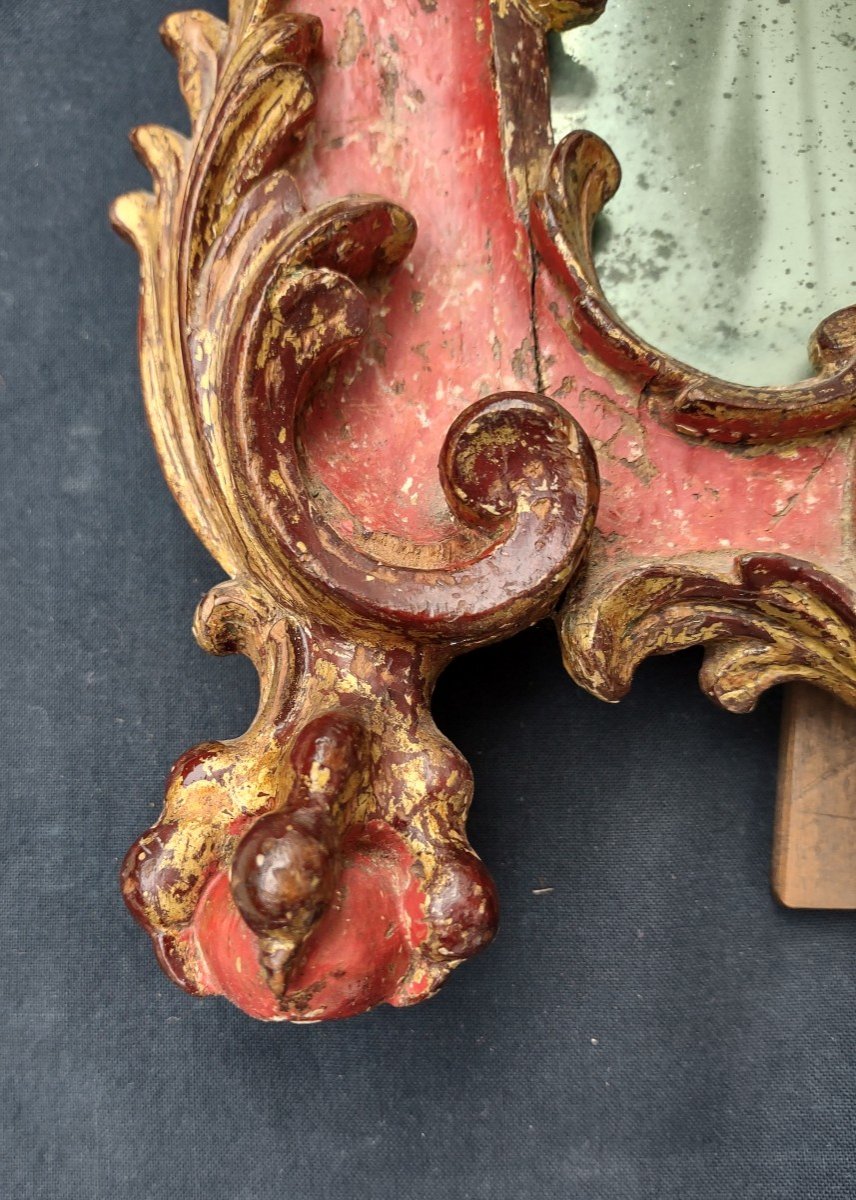 Miroir De Table  En Bois Sculpté, Laqué Et Doré Siècle XVIIIe-photo-4